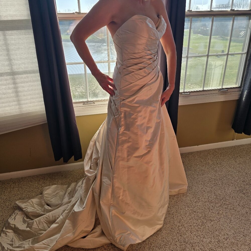Casablanca Couture Bridal Dress Style B041 Amare Size 12 Champagne 100% silk - Picture 5 of 11